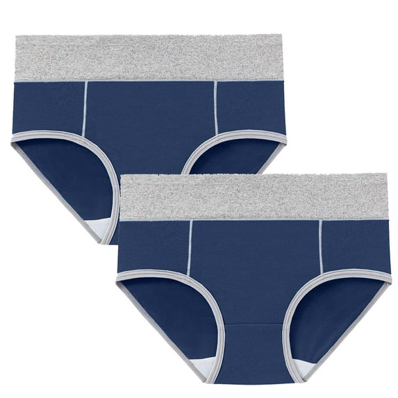 ATOYSOY Women's Shapewear Control Briefs Seamless for Ladies Plus Size Hip Lifting Cotton Panties, 2 Pack Solid Bikini Panties Comfy Stretchy Underpants Multipack Blue XXXXL