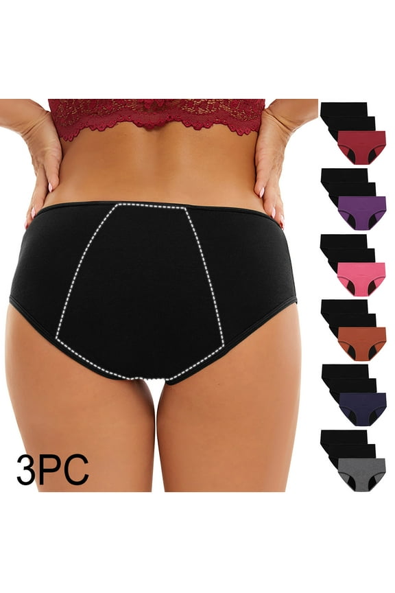 Women's Shapewear Control Briefs Seamless Plus Size Hip Lifting Cotton Panties, 3 Pack Multipack Stretchy Mid Waist Period Underpants Solid Leak Proof Panty Comfy Gray L