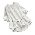 thumbnail image 1 of ATOYSOY Women's Short Sleeve Basic Tees Summer Plus Size Tops Button Ruffle Blouses Saving Fashion Workout Activewear Casual Cotton Flowy Tunic Loose Pullovers Dressy White M, 1 of 4