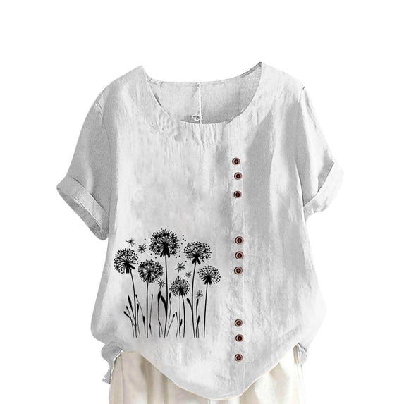 ATOYSOY Women's Short Sleeve Tops Comfy Tshirts Casual Holiday Top Crew Neck Festive Fashion Ladies Graphic Print Shirts (White,XXL)
