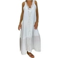 thumbnail image 1 of ATOYSOY Women's Sleeveless Maxi Split Dress Loose Solid Color Lace Crochet Beach Sundress Elegant Casual Relaxed V Neck Retro Trendy Workout Dress for Girls White L, 1 of 8