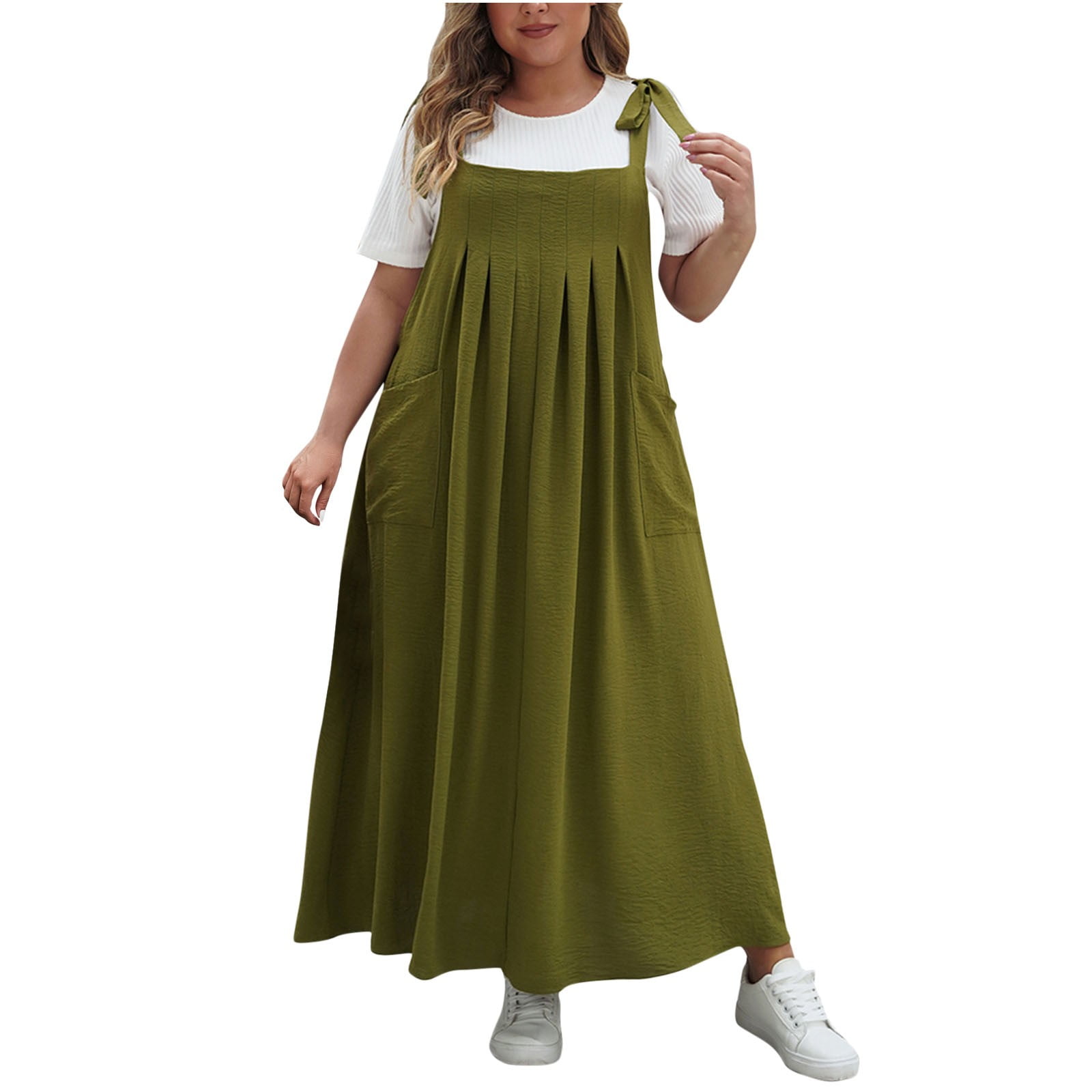 Women's Casual Striped Summer Dress - Sleeveless Suspenders Beach Sundress, Wedding Guest Midi Dress