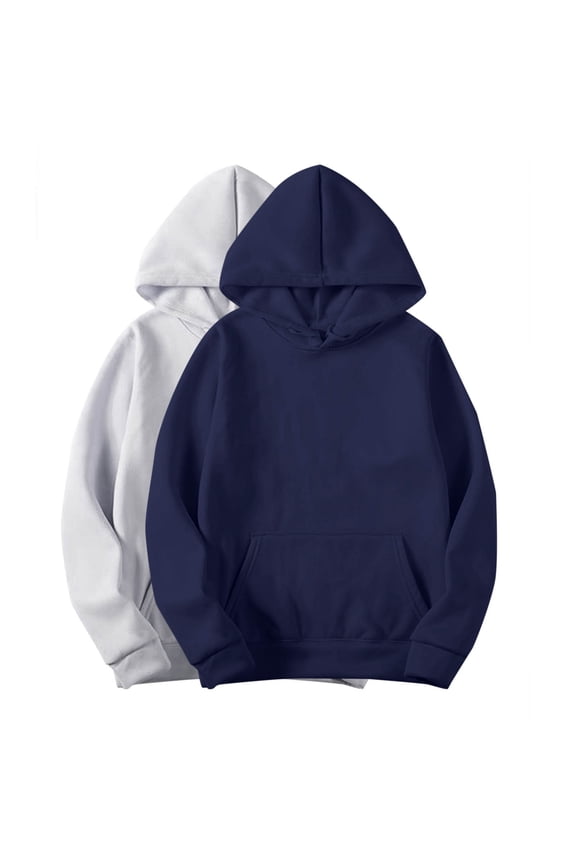 Women's Solid Color Pullover with Pockets Crew Neck Sweatshirts Outwear 2 Pack Loose Hoodie Tops Casual Shirts Long Sleeve Tees Drawstring Fall Winter Gray XXL