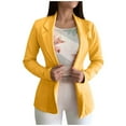 thumbnail image 1 of ATOYSOY Women's Solid Work Office Coat Long Sleeve Button Front Cardigan Business Attire Casual Blazer Suit with Pockets Versatile Trendy Lapel Open Front Jacket Yellow L, 1 of 4
