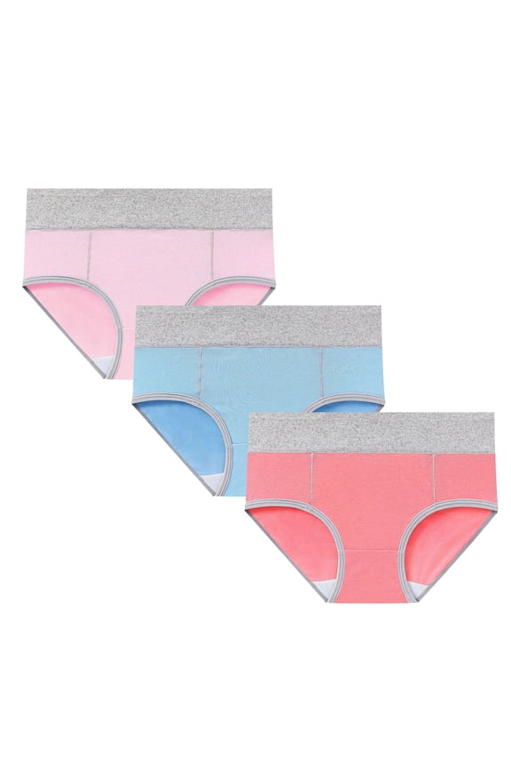 Women's Stretchy Solid Leak Proof Panty Comfy Shapewear Control Briefs for Ladies Multipack Plus Size Hip Lifting Cotton Panties, 3 Pack Period Underpants Pink M