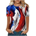 thumbnail image 1 of ATOYSOY Women's Summer Tops Fashion Workout Pullover Short Sleeve Patriotic Shirts Star Flag Graphic Independence Day Loose Retro Activewear Causal July 4th Saving Girls Red XXL, 1 of 5