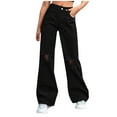 thumbnail image 1 of ATOYSOY Women's Sweatpants Activewear Jeans Pants Straight Leg for Ladies Casual Work Track Pants Fashion Clearance High Waist Button Trousers Relaxed Ripped Denim Black XL, 1 of 6