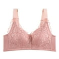 thumbnail image 1 of ATOYSOY Women's Thin Lightly Everyday Bra Lace Splicing Front Closure Button Wirefree Bralette Solid Color Underwear Push Up Comfort Bra Workout Teens Breathable Pink 40, 1 of 2
