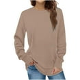 thumbnail image 1 of ATOYSOY Women's Trendy Solid Color Blouses Crew Neck Sweatshirts Fall Relaxed Comfy Casual Long Sleeve Tees Workout Loose Basic Sweaters Tops Yellow S, 1 of 6