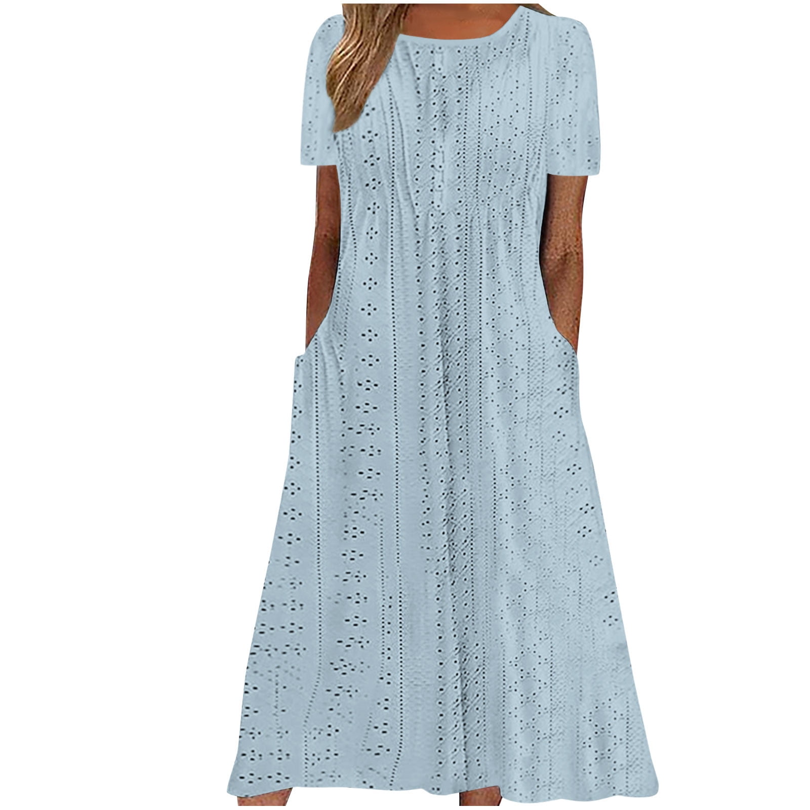 Short Sleeve O Neck Solid Color Sundress Fashion Casual Oversized Shirt Dress