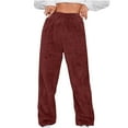 thumbnail image 1 of ATOYSOY Women's Trousers Sleepwear Casual Fuzzy Sweatpants Juniors Girls Loose Joggers Fleece Pants Fashion High Waist Jog Pants Relaxed Pajamas Full Length Pants Red L, 1 of 5