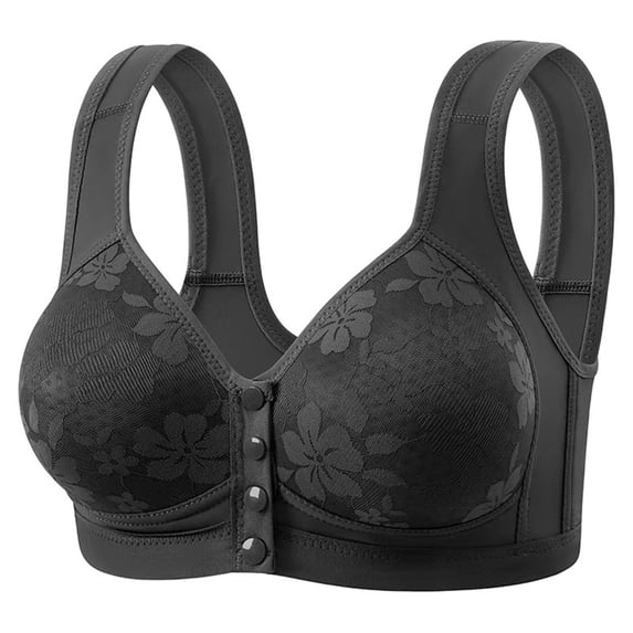 ATOYSOY Women's Underwear and Bras Front Closure Breathable Underwear Fashion Comfortable Bra Solid Color Soft Everyday Bras (Black,46/105BC)