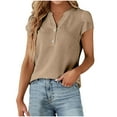 thumbnail image 1 of ATOYSOY Women's V Neck Quarter Button Blouses Activewear Loose Tops Solid Color Pullovers Summer Fashion Casual Workout Shirts Cleanrance Petal Sleeve Tees for Female Yellow XL, 1 of 5