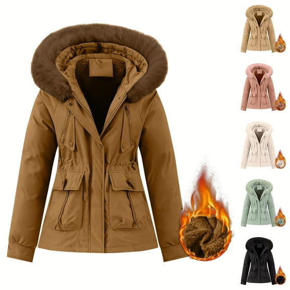 ATOYSOY Women's Winter Coat Warm Puffer Thicken Parka Jacket with Fauxhood Green L