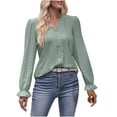 thumbnail image 1 of ATOYSOY Women's Workout Long Sleeve Shirts Winter Fashion Loose Tops Elegant V Neck Sweatshirts Casual Blouse Eyelet Solid Color Pullover Spring Green XXL, 1 of 6