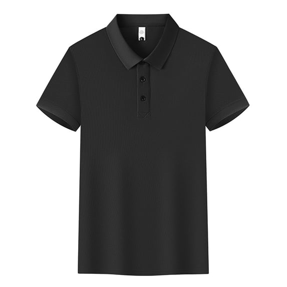ATOYSOY Women's Workout Loose Pullover Short Sleeve Basic Tees Casual Drop Shoulder Shirts Quarter Button Turn Down Collar Summer Plus Size Business Tops Black S