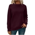thumbnail image 1 of ATOYSOY Women's Workout Solid Color Blouses Loose Basic Sweaters Tops Relaxed Comfy Casual Trendy Long Sleeve Tees Crew Neck Sweatshirts Fall Red L, 1 of 6