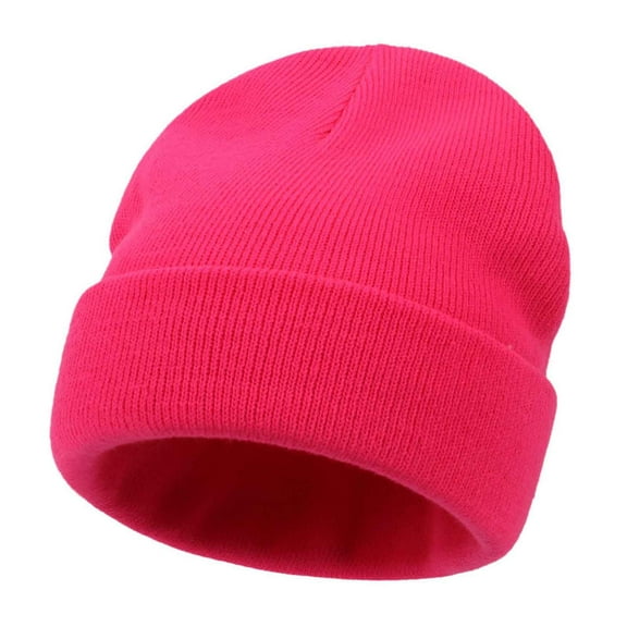 ATOYSOY Womens Beanie Hats Knit Soft Warm Cuffed Beanie Hat Winter Comfy Soft Caps (Hot Pink,Free Size)