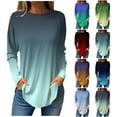 thumbnail image 1 of ATOYSOY Womens Blouses Dressy Trendy Long Sleeve Loose Blouse Round Neck Pullover Floral Tunics Tops Crew Neck Sweatshirts Blue L, 1 of 5