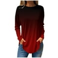 thumbnail image 1 of ATOYSOY Womens Blouses Dressy Trendy Long Sleeve Loose Blouse Round Neck Pullover Floral Tunics Tops Crew Neck Sweatshirts Red XXL, 1 of 5