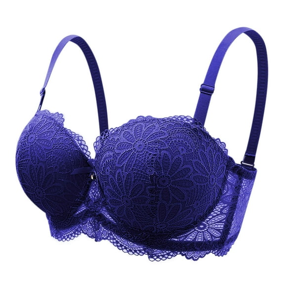 ATOYSOY Womens Bras Comfortable Lace Bra Solid Color Soft Breathable Underwear Fashion Everyday Bras (Blue,85BC)