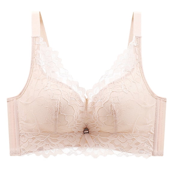 ATOYSOY Womens Bras Underwear Fashion Comfortable Back Buckle Flower Lace Thin Style Ventilate Bra Without Steel Everyday Bras (Beige,40/90C)