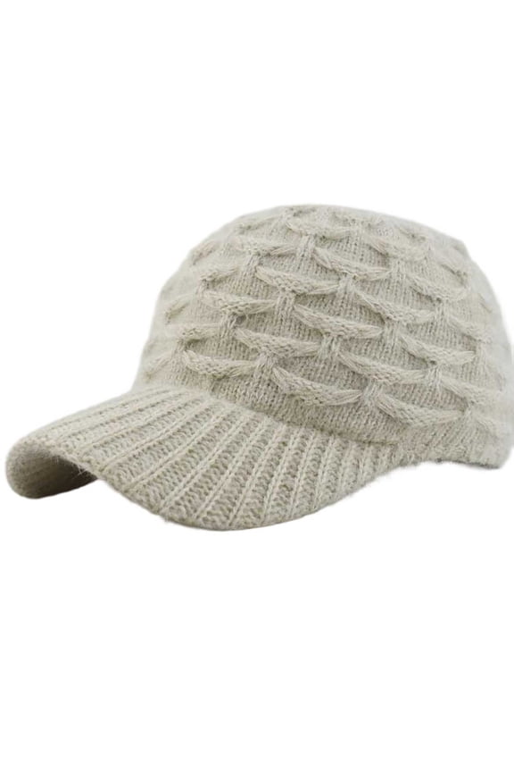 Womens Knitted Baseball Cap Winter Beanie Hats Warm Outdoor Hat Comfy Soft Cold Weather Protection (Beige,Free Size)