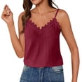 thumbnail image 1 of ATOYSOY Womens Lace Banding V Neck Eyelet Camisole Spaghetti Strap Casual Tank Top Light Breathable Tops For Summer Daily Street Wear, 1 of 7