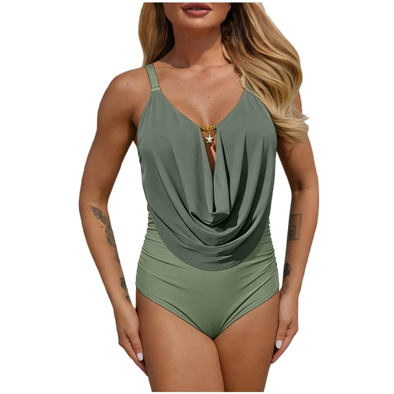 ATOYSOY Women's Sleeveless V neck Mesh Bikini SwimSuits for Daily Swim and Pool Activities