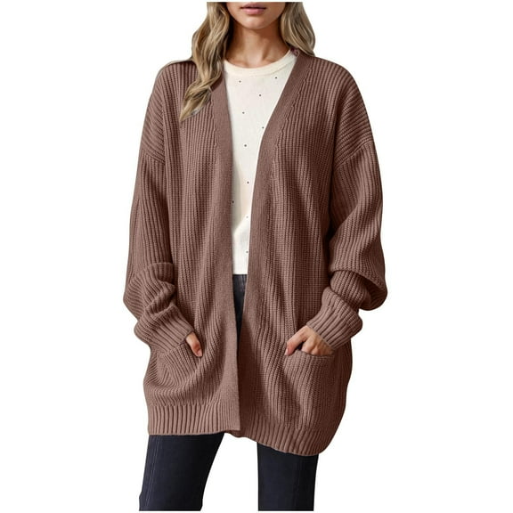 ATOYSOY Womens Oversized Cardigans Soft Knit Cardigan Sweater with Pockets Yellow XL