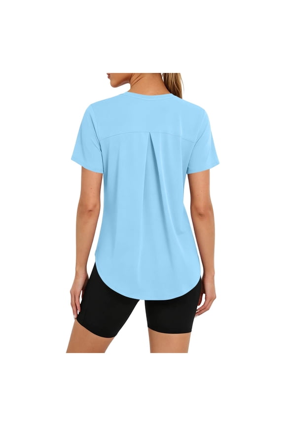 Womens Sports Workout Shirts Round Neck Short Sleeve Summer Tops Soft Fast Dry Fabric Casual Loose Style Sport Tops Breathable Going Out Tees For Training And Daily Active Wear