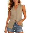 thumbnail image 1 of ATOYSOY Womens V Neck Sleeveless Button Down Vests Casual Loose Linen Style Waistcoat Light Breathable Tops For Summer Daily Street Wear, 1 of 8
