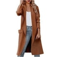 thumbnail image 1 of ATOYSOY Workout Tops Cardigans Loose Jackets with Pockets for Women Long Sleeve Outwear Thermal Fleece Open Front Shackets Winter Trendy Casual Midi Length Coat Brown M, 1 of 6