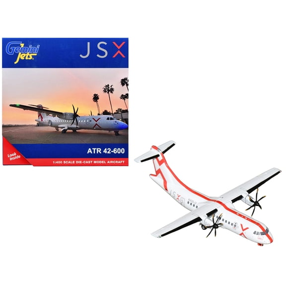 ATR 42-600 Commercial Aircraft "JSX" (N400JX) White with Red Stripes 1/400 Diecast Model Airplane by GeminiJets
