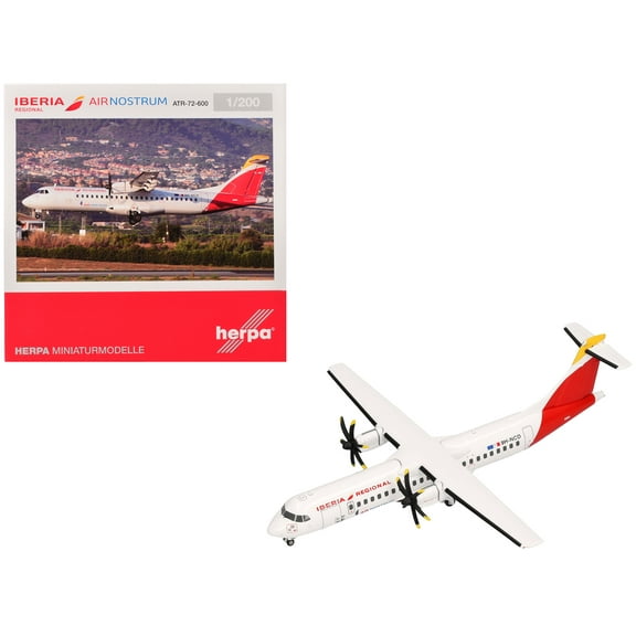 ATR 72-600 Commercial Aircraft "Iberia Regional" (9H-NCD) White with Red Tail 1/200 Diecast Model Airplane by Herpa
