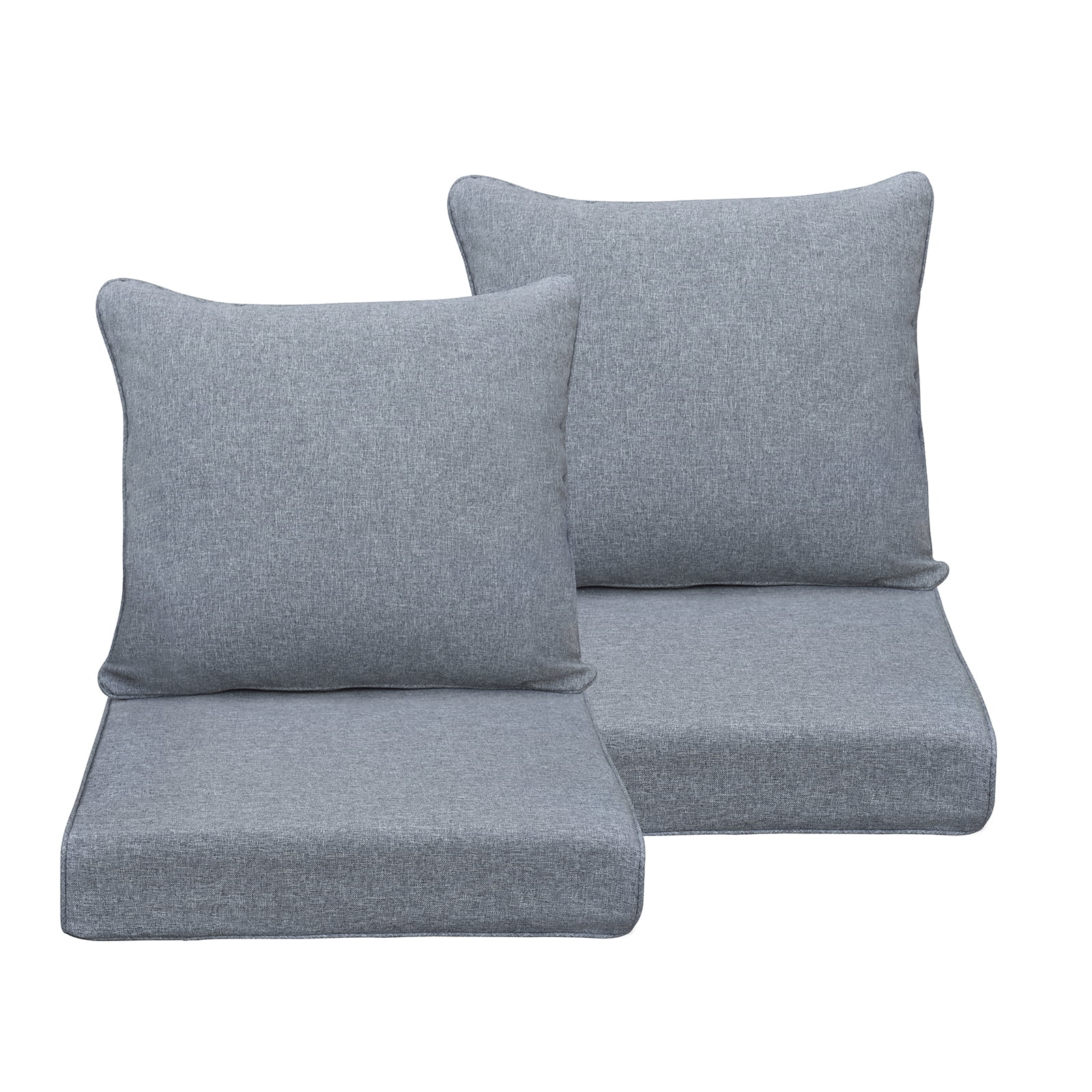 ATR ART to REAL 2PCS Outdoor Chair Cushion Set 24 x 24 Inch，Waterproof & Fade Resistant Patio Furniture Cushions with Removable Cover,Gray