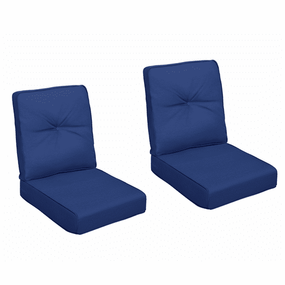 ATR ART to REAL 2PCS Outdoor Chair Deep Seat Cushion Set,Patio Furniture Replacement Cushion, 22" x 24" x 4.3",Waterproof & Fade Resistant,Navy Blue