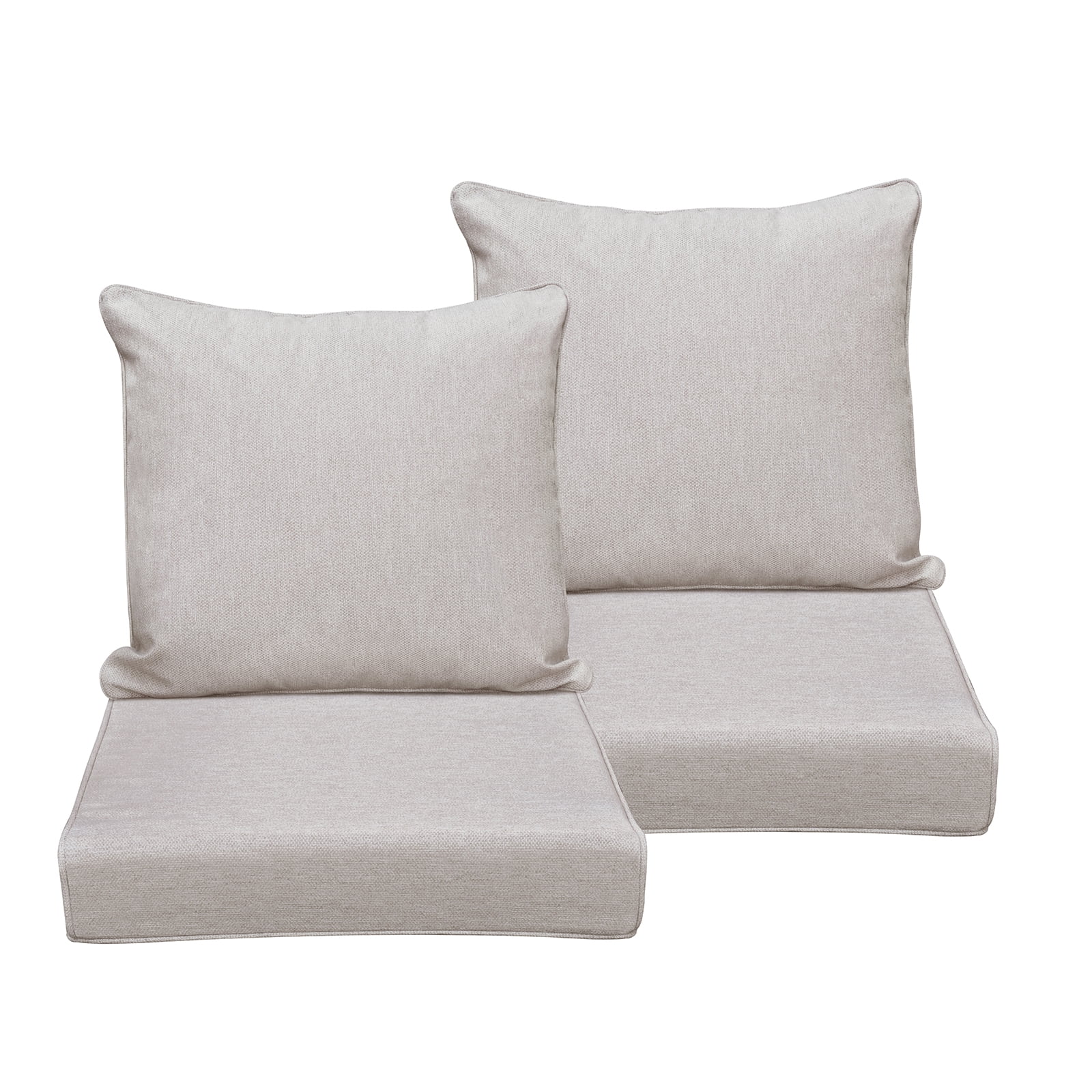 ATR ART to REAL 2PCS Outdoor Chair Cushion Set,Patio Furniture Replacement Cushions,24" x 24",Waterproof & Fade Resistant,Khaki
