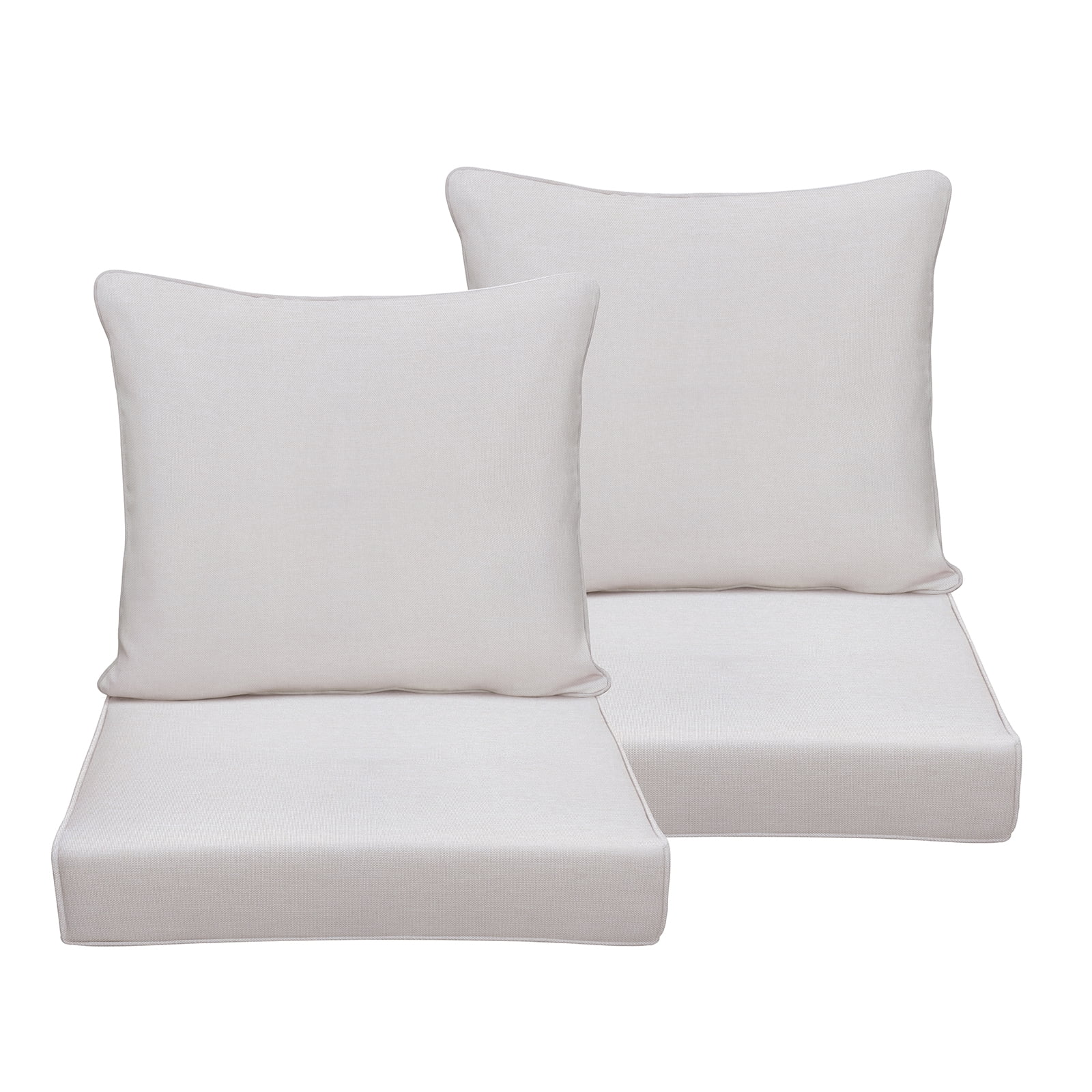 ATR ART to REAL 2PCS Outdoor Seat Cushion Set 24 x 24 Inch，Waterproof & Fade Resistant Patio Furniture Cushions with Removable Cover,Beige