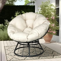 ATR ART to REAL 360-Degree Swivel Papasan Chair with Cushion,for Garden Backyard,Beige