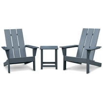 ATR ART to REAL 3PCS Outdoor Adirondack Chairs, Adirondack Chairs Set with Side Table,Dark Grey