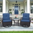 thumbnail image 1 of ATR ART TO REAL 3PCS Outdoor Wicker Swivel Rocker, Patio Rattan Furniture Rocker Set, Navy Blue, 1 of 11