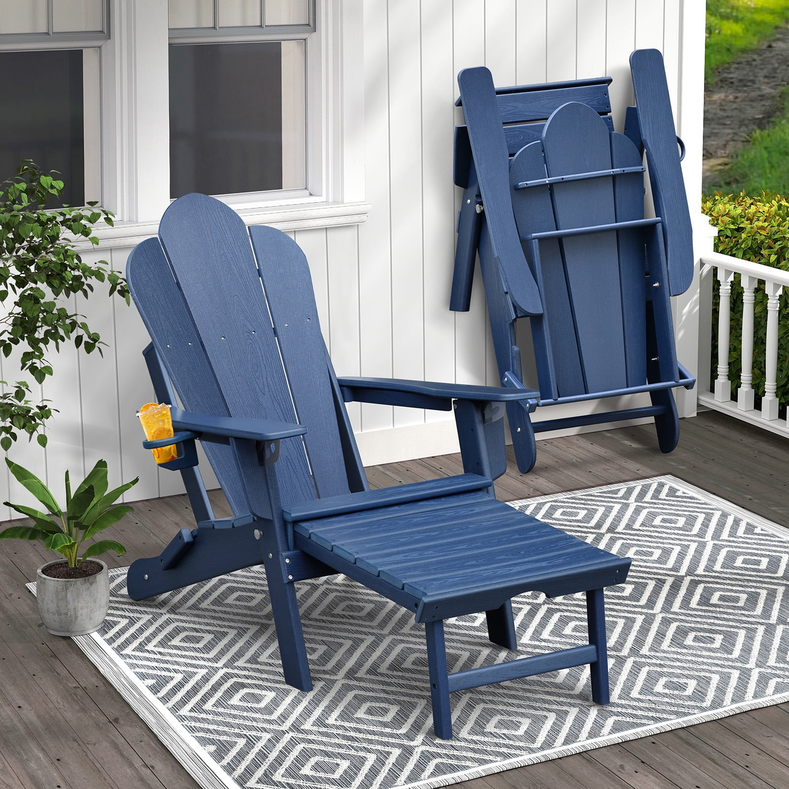ATR ART TO REAL Adirondack - Cojines para silla de jardín, 118 x 50 x 11 cm, cojín de repuesto para exteriores con lazos antideslizantes, cojines de asiento impermeables con respaldo alto