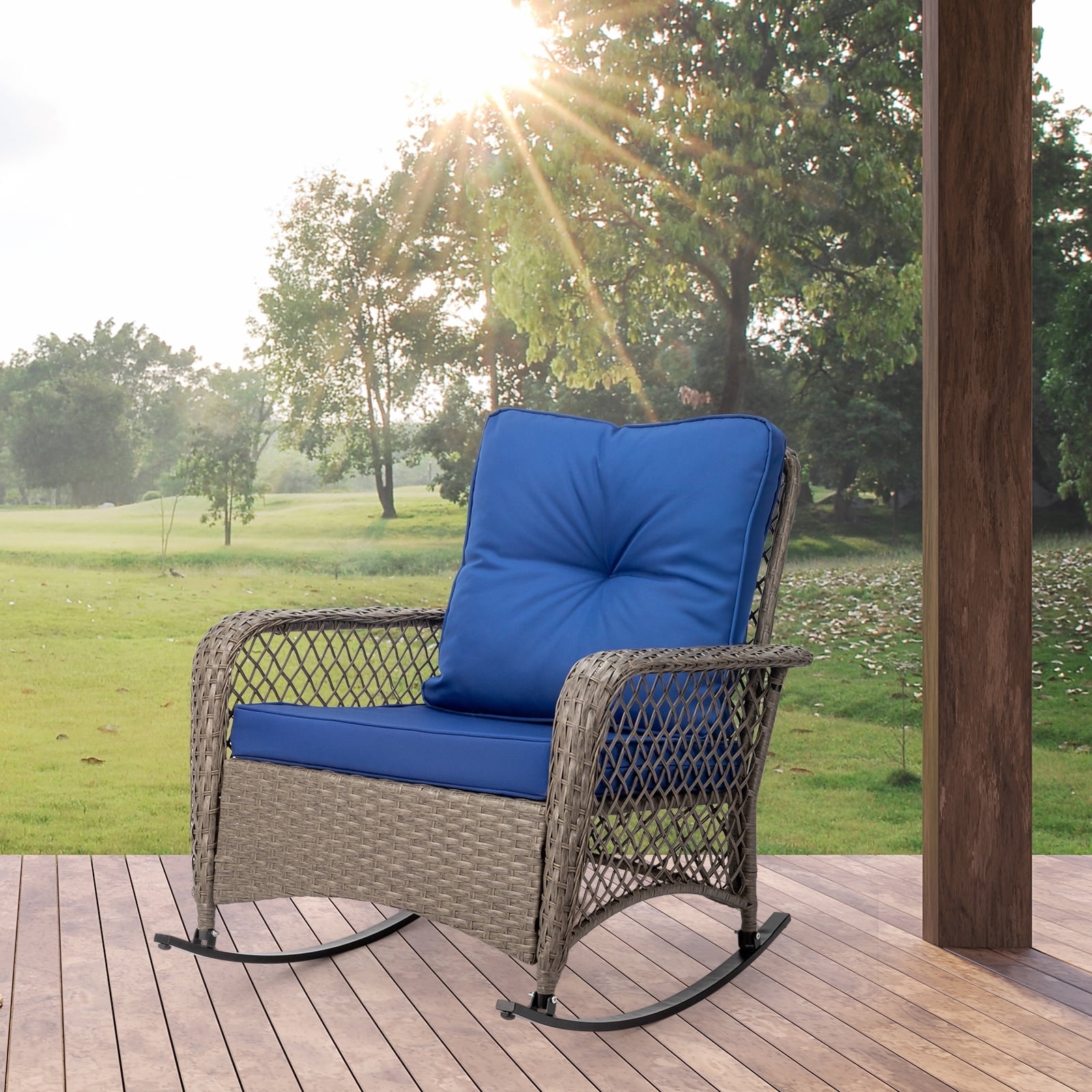 SUMMER SALE 7/4〜7/31 グレーペイントウッドロッカー Member's Mark TM138026W Teal Painted Porch Rocker