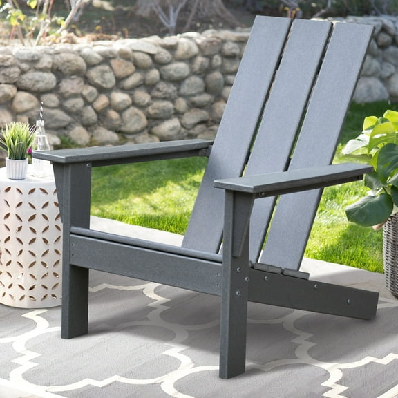 ATR ART TO REAL Wide Recycled Adirondack Outdoor Chair in Dark Grey