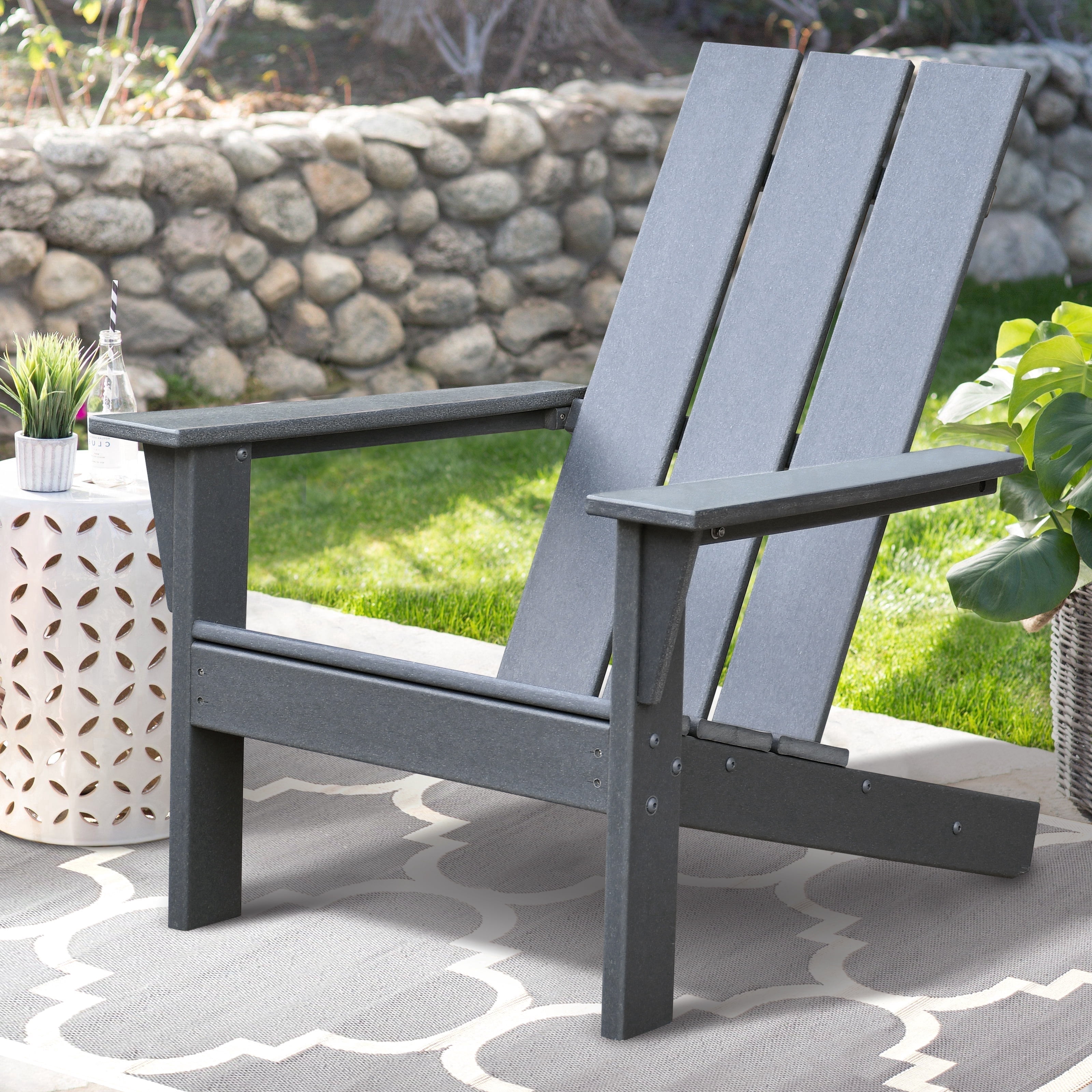 ATR ART TO REAL Outdoor Plastic HDPE Adirondack Chair for Patio Garden,Grey