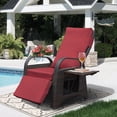 thumbnail image 1 of ATR ART to REAL Outdoor Patio Wicker Recliner with Flip Table, Rattan Reclining Lounge Chair with Footrest, Red(Perfect for Slim Individuals), 1 of 14