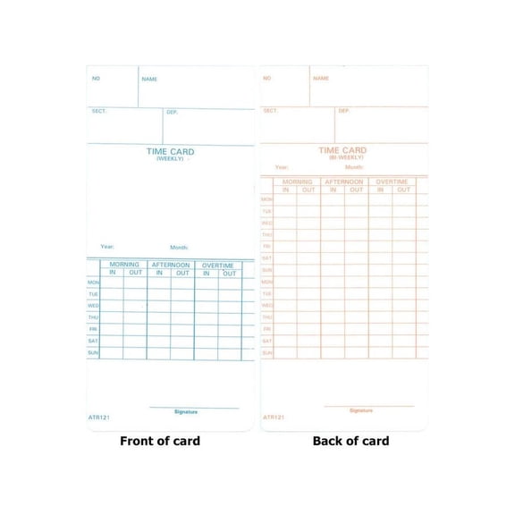 ATR121 Time Cards, 1000 Pack, Compatible with Acroprint ATR120 and ATR120r Time Clock Models