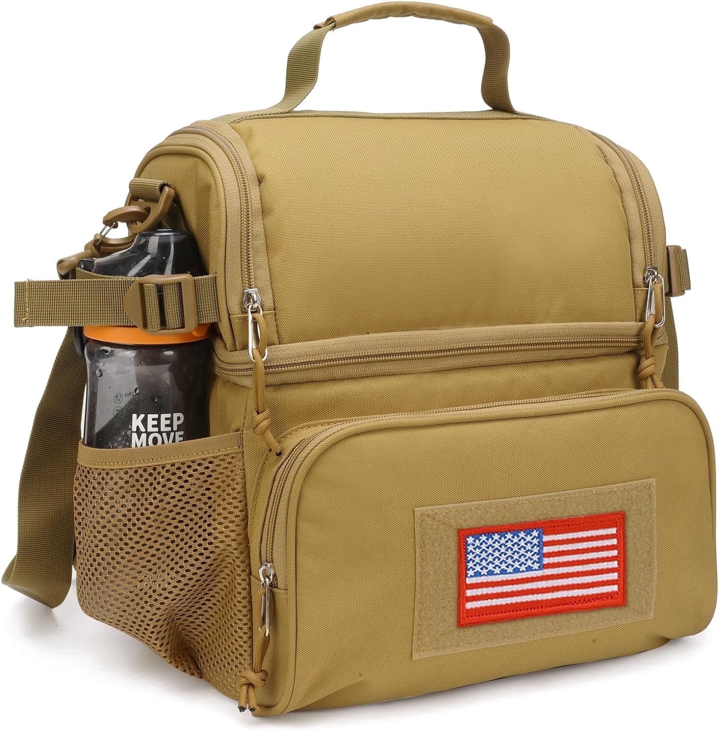 TRIPGEAR 2 Compartment Lunch Bag,Leakproof Insulated with Adjustable Shoulder Strap Flag