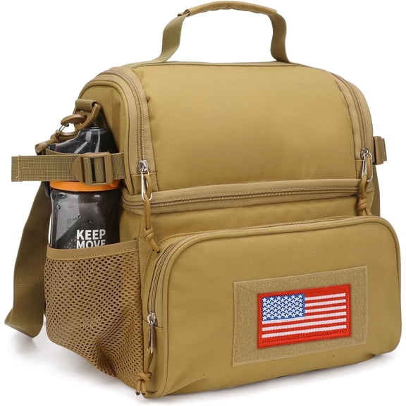 TRIPGEAR 2 Compartment Lunch Bag,Leakproof Insulated with Adjustable Shoulder Strap Flag